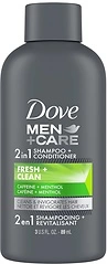 DOVE MEN + CARE Fortifying 2 in 1 Shampoo and Conditioner, Fresh and Clean, 3 oz