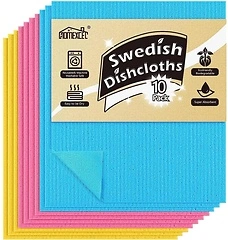 HOMEXCEL Swedish Dishcloths for Kitchen, 10 Pack, Reusable and Absorbent