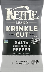 Kettle Brand Potato Chips, Krinkle Cut, Salt & Fresh Ground Pepper Kettle Chips, 7.5 oz Bag