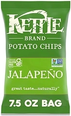 Kettle Brand Jalapeno Kettle Potato Chips, Gluten-Free, Non-GMO, 7.5 oz Bag