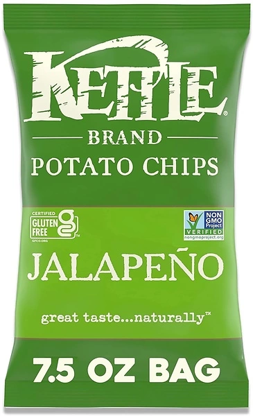 Kettle Brand Jalapeno Kettle Potato Chips, Gluten-Free, Non-GMO, 7.5 oz Bag