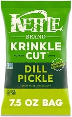Kettle Brand Potato Chips Krinkle Cut Dill Pickle, 7.5 Oz