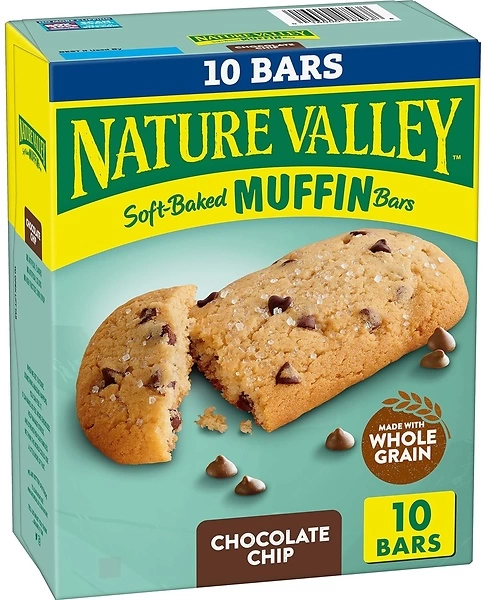 Nature Valley Soft-Baked Muffin Bars, Chocolate Chip, Snack Bars, 10 ct