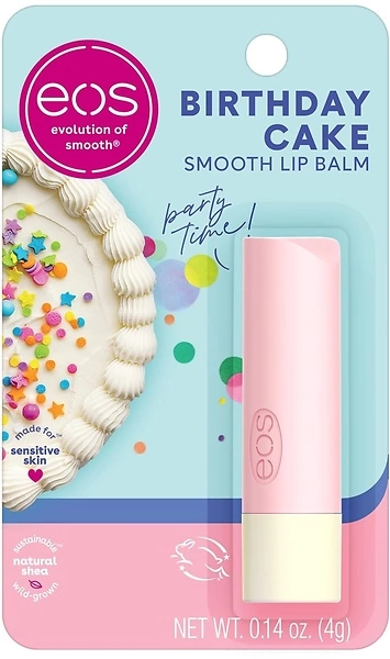 eos Natural Shea Lip Balm- Birthday Cake, All-Day Moisture Lip Care Products, 0.14 oz