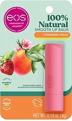 eos 100 Natural Lip Balm Stick - Strawberry Peach, Dermatologist Recommended for Sensitive Skin, All-Day Moisture Lip Care, 0.14 oz