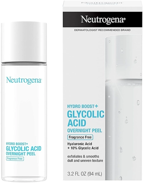 Neutrogena Hydro Boost Glycolic Acid Overnight Face Peel - With Hyaluronic Acid & 10 Glycolic Acid to Smooth & Exfoliate Skin, Fragrance-Free, 3.2 fl....