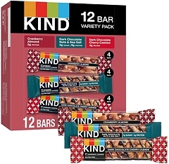 KIND Nut Bars Favorites, 3 Flavor Variety Pack, Gluten Free, Healthy Snacks, 12 Count