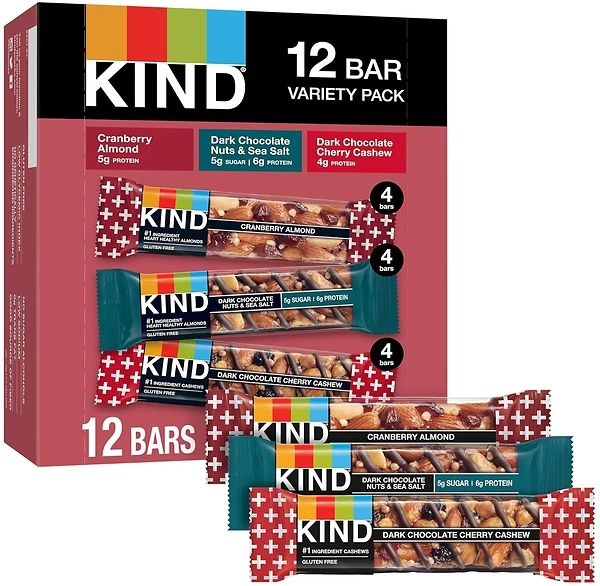 KIND Nut Bars Favorites, 3 Flavor Variety Pack, Gluten Free, Healthy Snacks, 12 Count