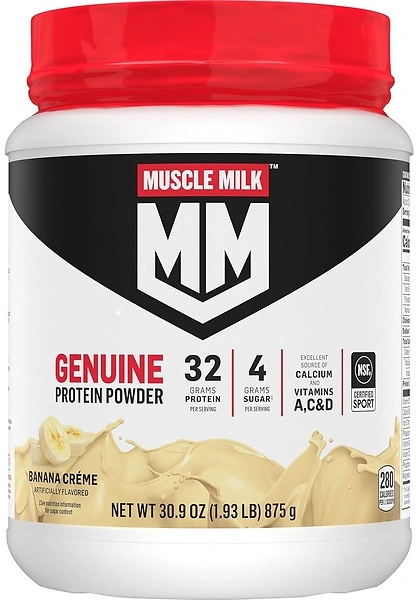 Muscle Milk Genuine Protein Powder, Banana Creme, 1.93 lbs, 32g Protein, 13 Servings