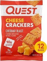 Quest Nutrition Cheese Crackers, Cheddar Blast, 10g Protein, 12 Packs