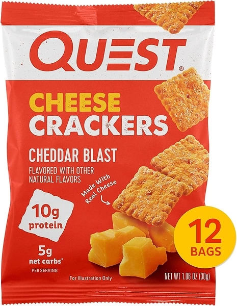 Quest Nutrition Cheese Crackers, Cheddar Blast, 10g Protein, 12 Packs