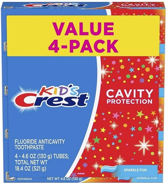 Crest Kids Cavity Protection Toothpaste, Sparkle Fun Flavor, 4.6 oz 4 Pack