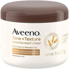 Aveeno Tone + Texture Renewing Body Night Cream with Prebiotic Oat, 8 oz