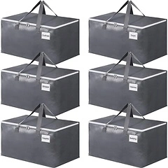 BlissTotes Large Moving Boxes with Zippers & Handles, 93L, 6 Pack