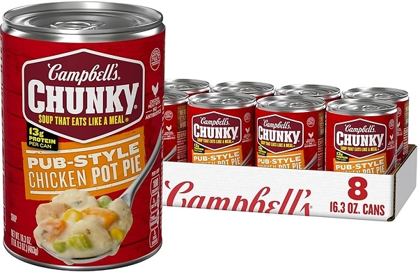Campbell's Chunky Soup, Pub-Style Chicken Pot Pie Soup, 16.3 Oz Can (Case of 8)