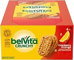 belVita Cranberry Orange Breakfast Biscuits, 8 Packs (4 Biscuits Per Pack)