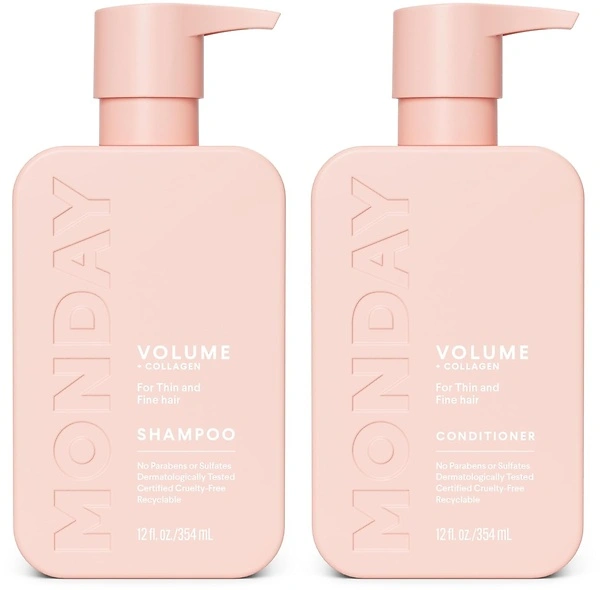 MONDAY HAIRCARE Volume Shampoo + Conditioner Set (2 Count), 12 oz, for Thin Hair