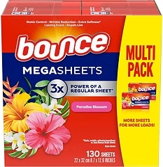 Bounce Mega Dryer Sheets, Paradise Blossom, 130 Count