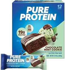 Pure Protein Bars, High Protein Chocolate Mint Cookie, Low Sugar, 12 Count