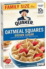 Quaker Oatmeal Squares Breakfast Cereal, Brown Sugar, 21oz Family Size Box