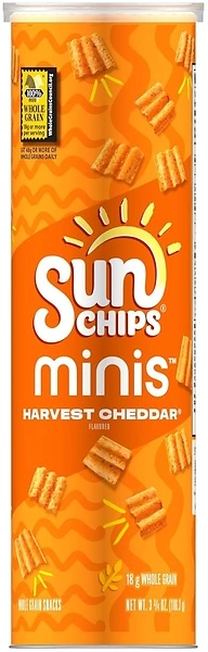 SunChips Minis, Harvest Cheddar Whole Grain Chips, 3.75 oz Canister