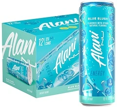 Alani Nu BLUE SLUSH Sugar Free Energy Drinks, 12 Pack, 200mg Caffeine, 10 Calories