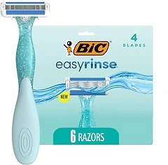 BIC EasyRinse Women's Disposable Razors, 4 Blades, 6 Count