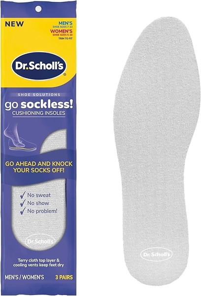Dr Scholl's Cushioning Insoles, 3 Pairs, Trim to Fit, Keeps Feet Dry, Unisex