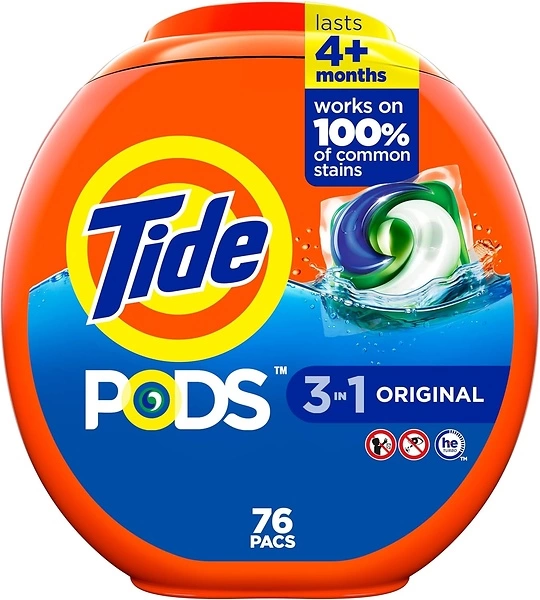 Tide PODS Liquid Laundry Detergent Pacs, 76 Count, Original Scent