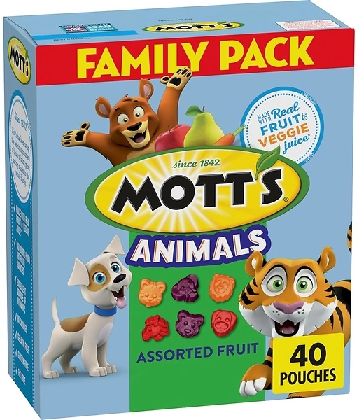 Mott's Fruit Flavored Snacks, Animals Assorted Fruit, Gluten Free, Halloween Candy Alternative, 40 ct