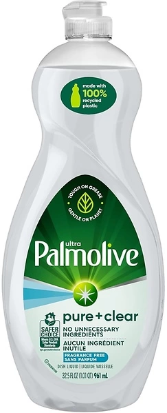 Palmolive Ultra Dishwashing Liquid, Pure + Clear, Fragrance-Free, 32.5 fl oz