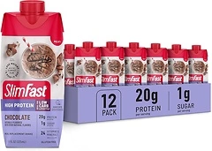 SlimFast Protein Shake, Chocolate, 20g Protein, Meal Replacement, 11 Fl Oz, 12 Pack