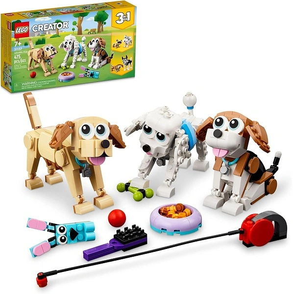 LEGO Creator 3 in 1 Adorable Dogs Building Toy Set, 31137, for Kids 7 and Up