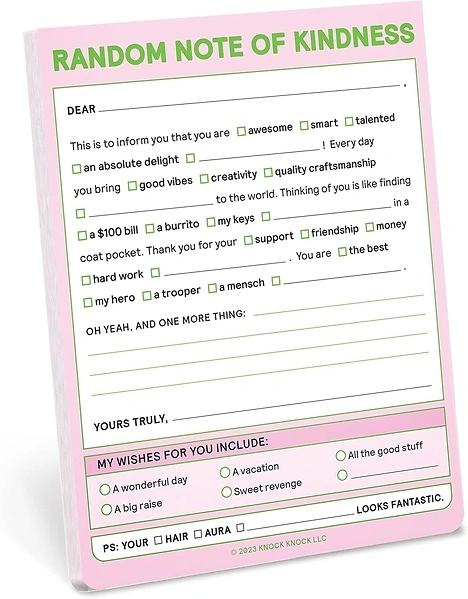 Knock Knock Random Note of Kindness Nifty Note Pads, 4 x 5.25 inches
