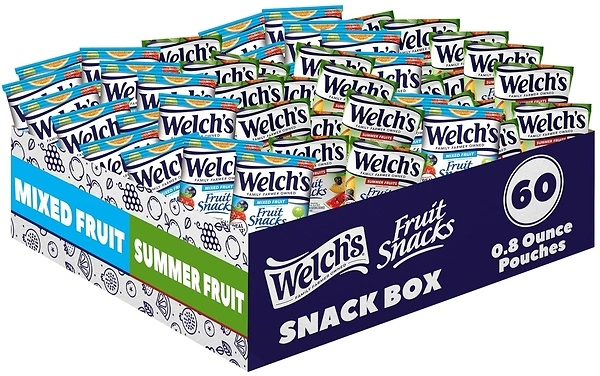 Welch's Fruit Snacks, Mixed Fruit & Summer Fruits Variety Pack, 60 Individual Bags