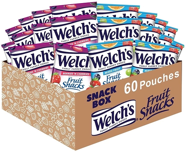 Welch's Fruit Snacks, Mixed Fruit & Berries 'N Cherries Variety Pack, 60 Bags