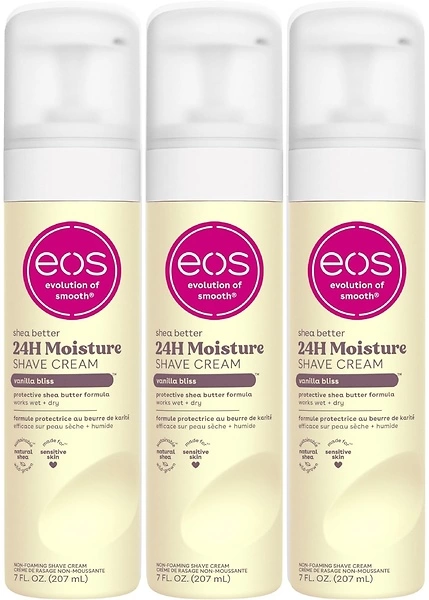 eos Shea Better Shaving Cream for Women- Vanilla Bliss, 24-Hour Hydration, Skin Care & Lotion with Shea Butter, 7 fl oz, 3-Pack