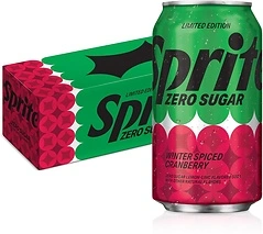 Sprite Winter Spiced Cranberry Zero Sugar Soda Pop, 12 fl oz, 12 Pack