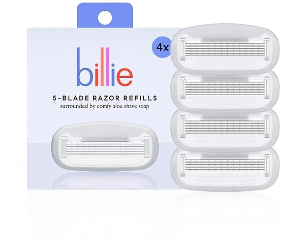 Billie Women's Razor Blade Refills, 5-Blade Cartridges, Nickel-Free, 4 Count