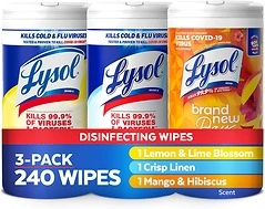 Lysol Disinfectant Wipes Bundle, Multi-Surface Cleaning Wipes, 3x80 ct