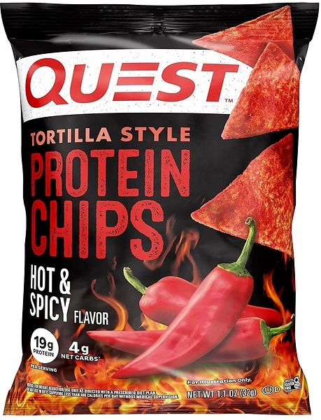 Quest Nutrition Protein Chips, Hot & Spicy, 19g Protein, 12 Count