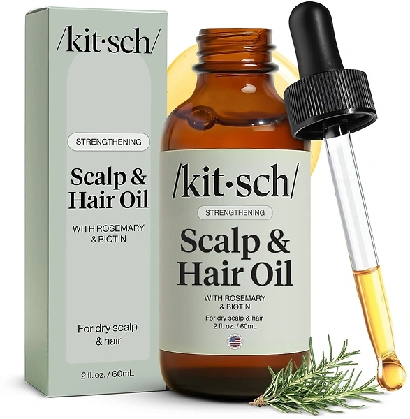 Kitsch Rosemary Oil Pre-Wash Strengthening Hair Oil with Castor, Biotin, 60ml