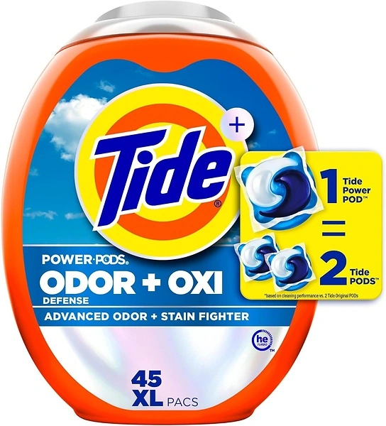 Tide Ultra OXI Power PODS with Odor Eliminators Laundry Detergent, 45 Count