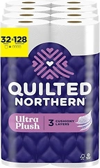 Quilted Northern Ultra Plush Toilet Paper, 32 Mega Rolls, 3X Thicker*, 3 Ply