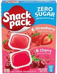 Snack Pack Sugar-Free Strawberry & Cherry Juicy Gels, 3.25 oz, 12 Count