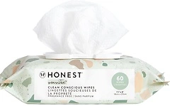 The Honest Co. Unscented Baby Wipes, Plant-Based, Hypoallergenic, 60 Count
