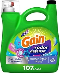 Gain + Odor Defense Liquid Laundry Detergent, Super Fresh Blast Scent, 154 fl oz
