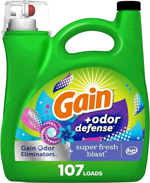 Gain + Odor Defense Liquid Laundry Detergent, Super Fresh Blast Scent, 154 fl oz