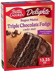 Betty Crocker Delights Super Moist Triple Chocolate Fudge Cake Mix, 13.25 oz
