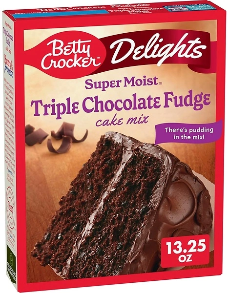 Betty Crocker Delights Super Moist Triple Chocolate Fudge Cake Mix, 13.25 oz